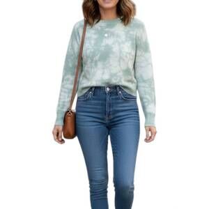 NEW JOOSTRICOT long sleeve tie dye peachskin crew neck tee in ice